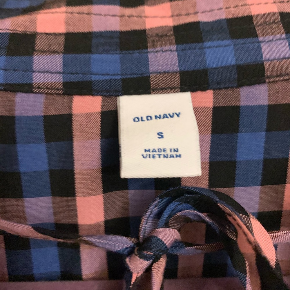 New old navy mandarin collar tie front top - Picture 4 of 8